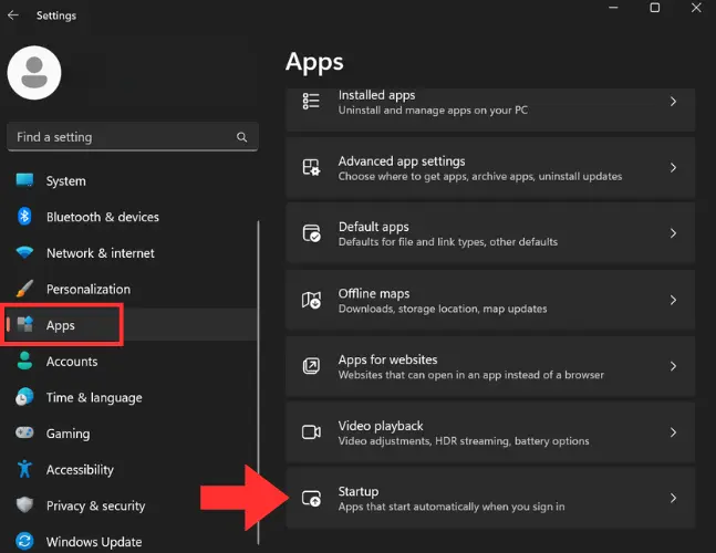 windows 11 apps startup