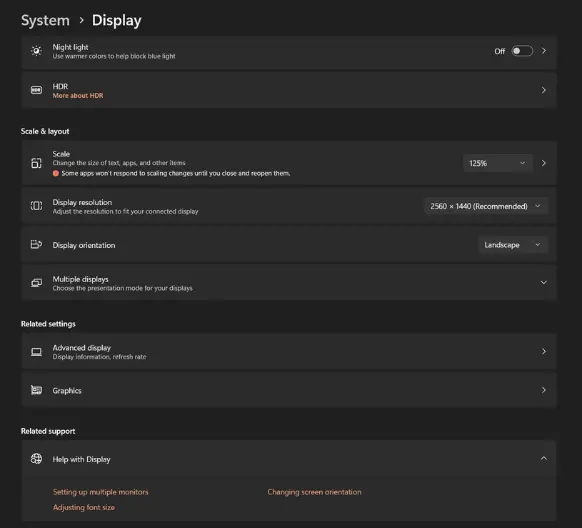 adjusting display scaling settings on windows 11