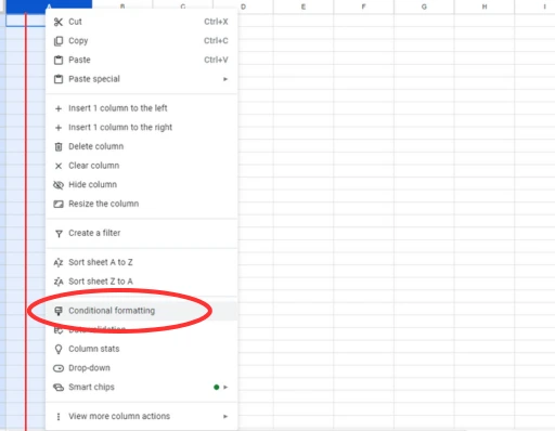 open conditional formatting